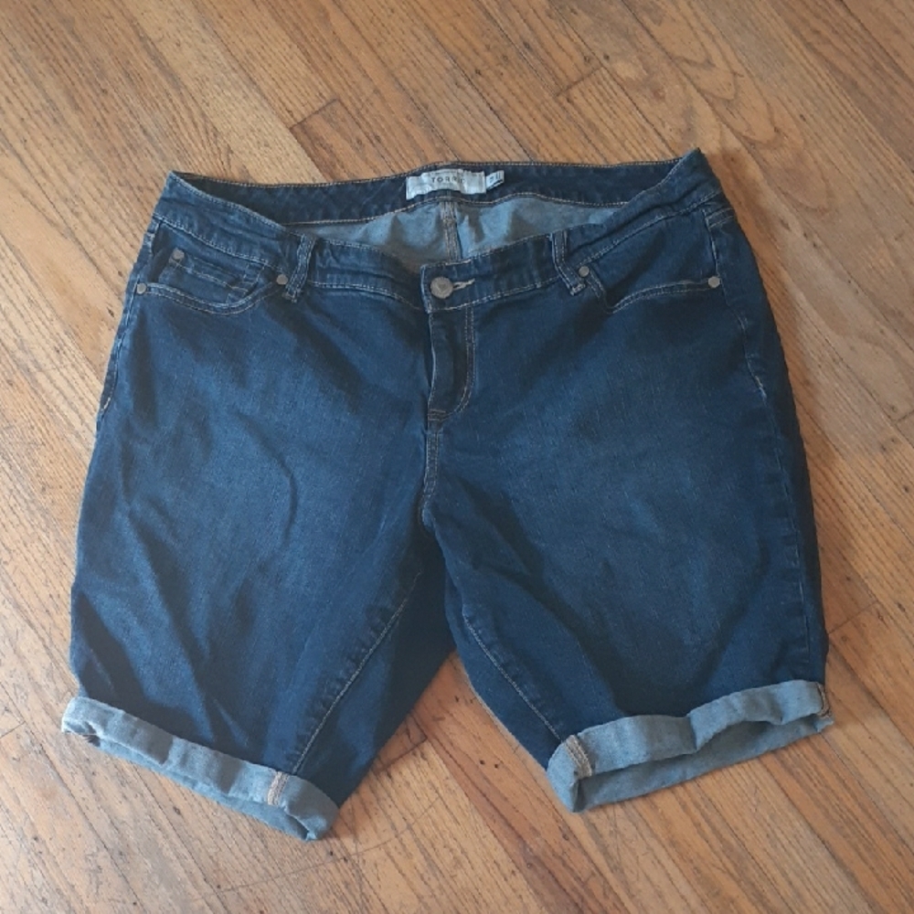 Torrid Blue Jean Shorts with Cuffed Hems